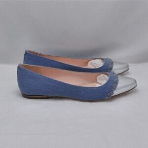Kate Spade Womens Flats Size 9.5 Blue Denim Silver Metallic Quiet Luxury Shoes